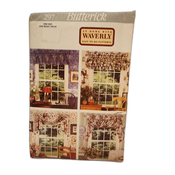 Vintage 90s Butterick #297 Waverly Window Vallance Pattern Patterns One Size - Picture 1 of 3